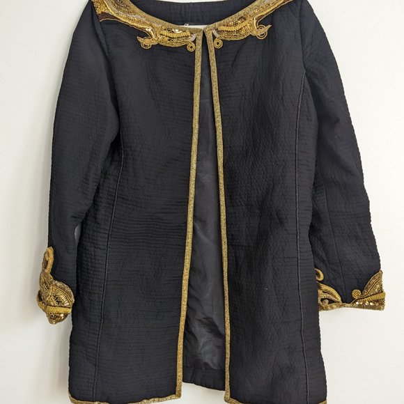 vintage embroidered black jacket gold embroidery hand made golden jeet - Picture 4 of 6